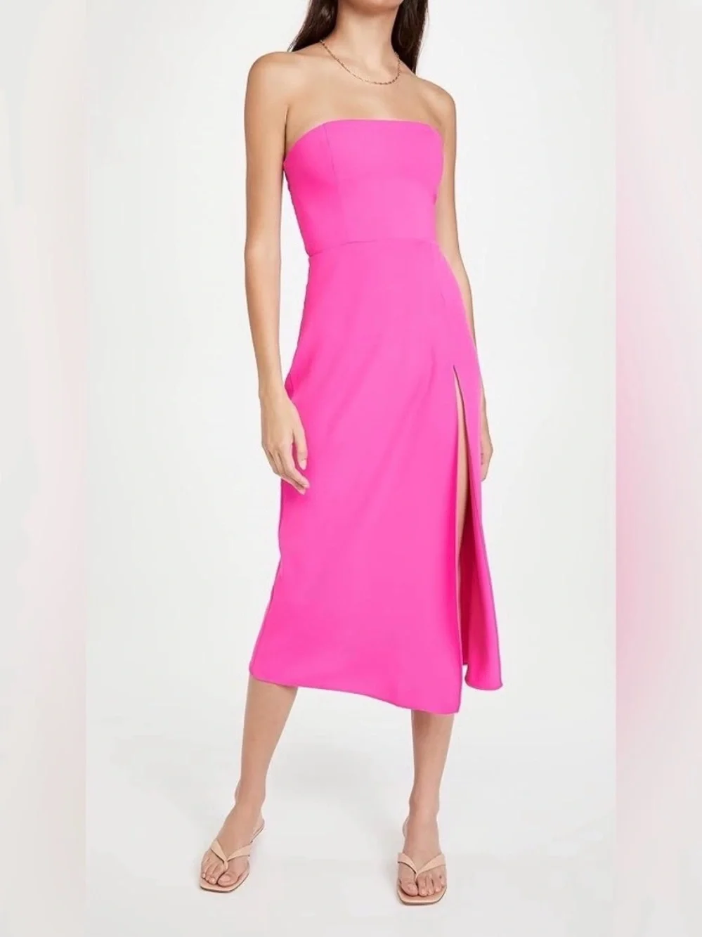 hot pink strapless midi dress Sophia Strapless Midi Dress